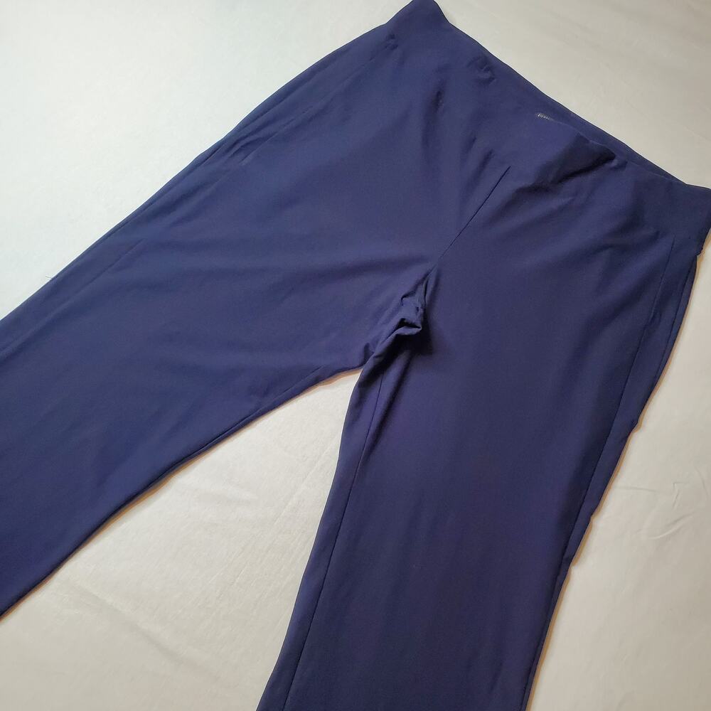 Eileen Fisher Women's Size 2X Crepe Pull-On Wide Leg Pants Side Slit Blue